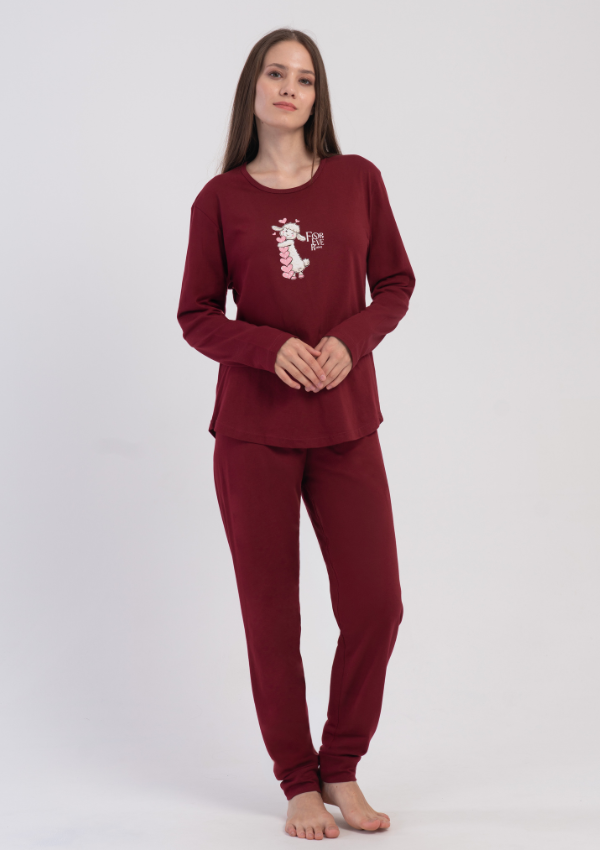 Piżama Damska Vienetta Cozy Comfort, Bordowy, r. S-XL