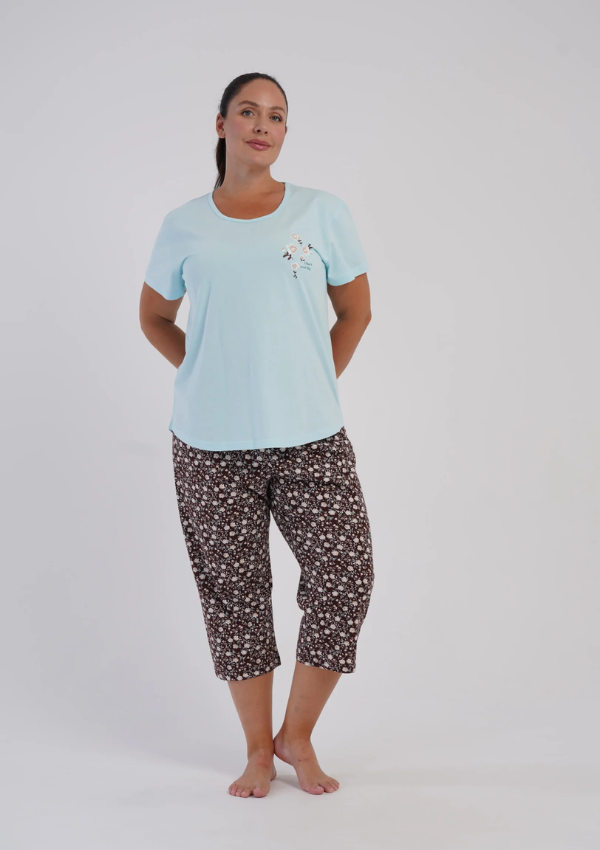 Piżama Damska Vienetta Blue Floral, Niebieski r. 1XL-4XL