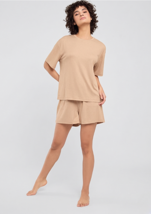 Piżama Damska Beige Breeze, Beżowy, M-XXL