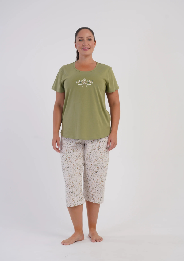Piżama Damska Vienetta Sage Floral Summer, Zielony, r. 1XL-4XL