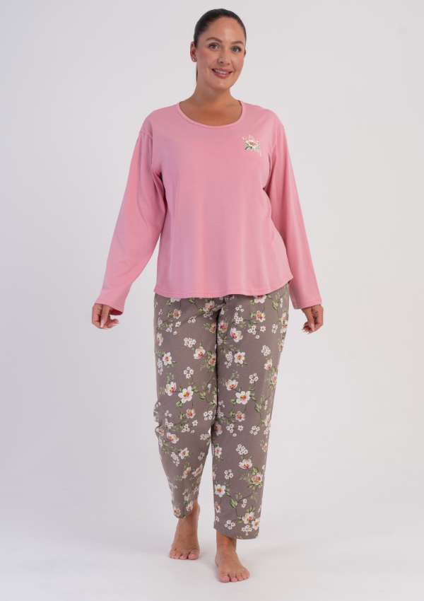 Piżama Damska Vienetta Pink Blossom, Różowy, r. 1XL-4XL