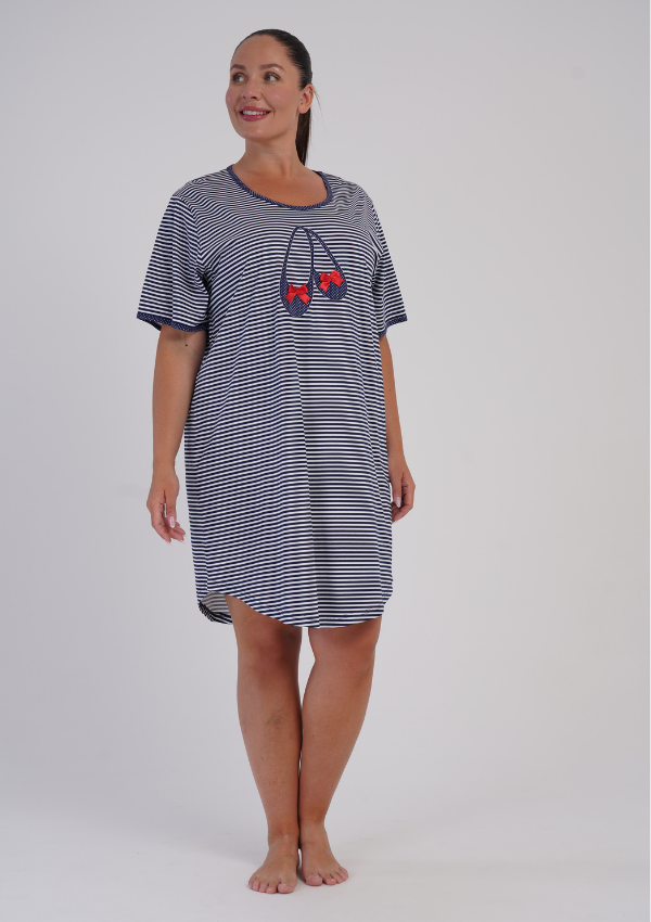 Koszula Nocna Damska Ballet Stripe, Granatowy, r. 1XL - 4XL