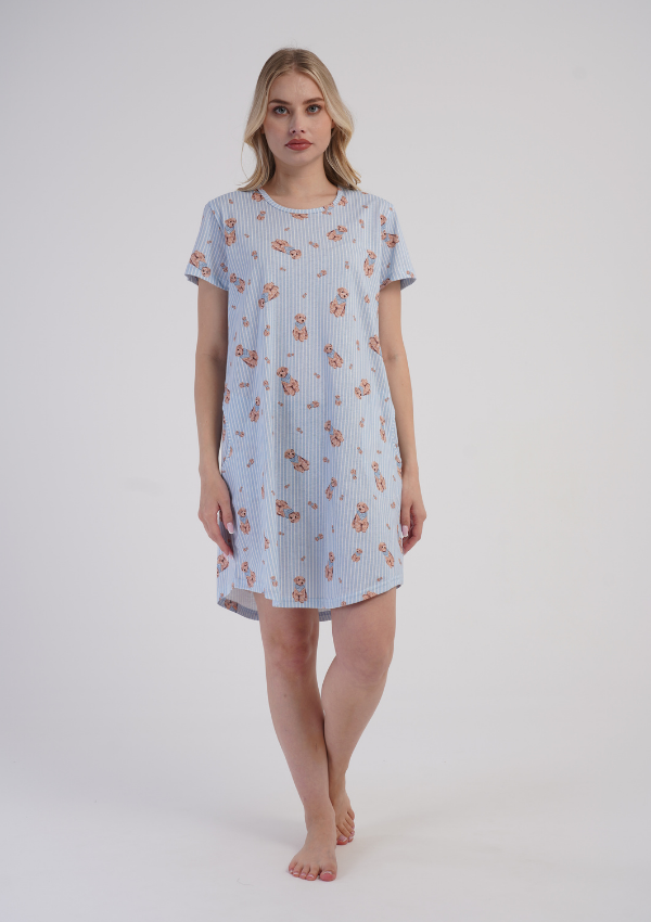 Koszula Nocna Vienetta Blue Teddy, Niebieski, r. M-XXL