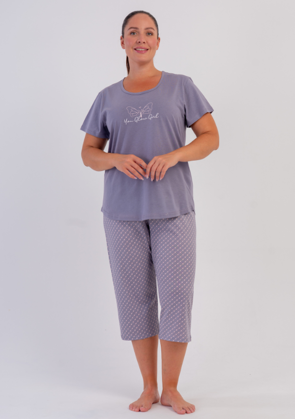 Piżama Damska Vienetta Mauve Butterfly, Fioletowy, r. 1XL-4XL