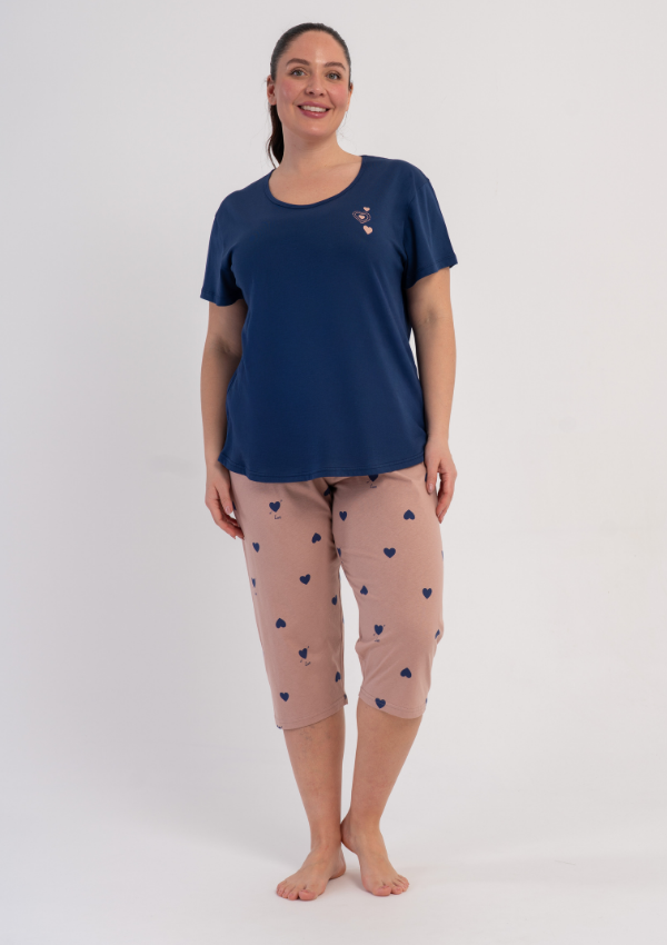 Piżama Damska Vienetta Navy Pink, Grantowy, r. 1XL-4XL