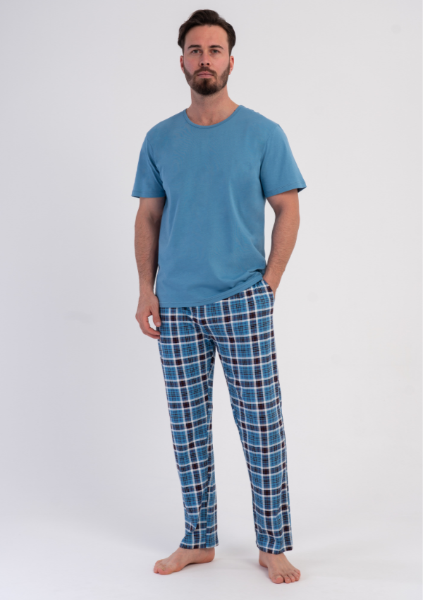 Piżama Męska Vienetta Blue Classic, Niebieski, r. L-XXL