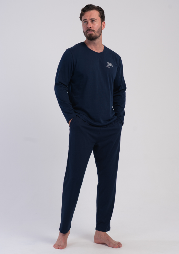 Piżama Męska Vienetta Navy Essential, Granatowy, r. M-XXL