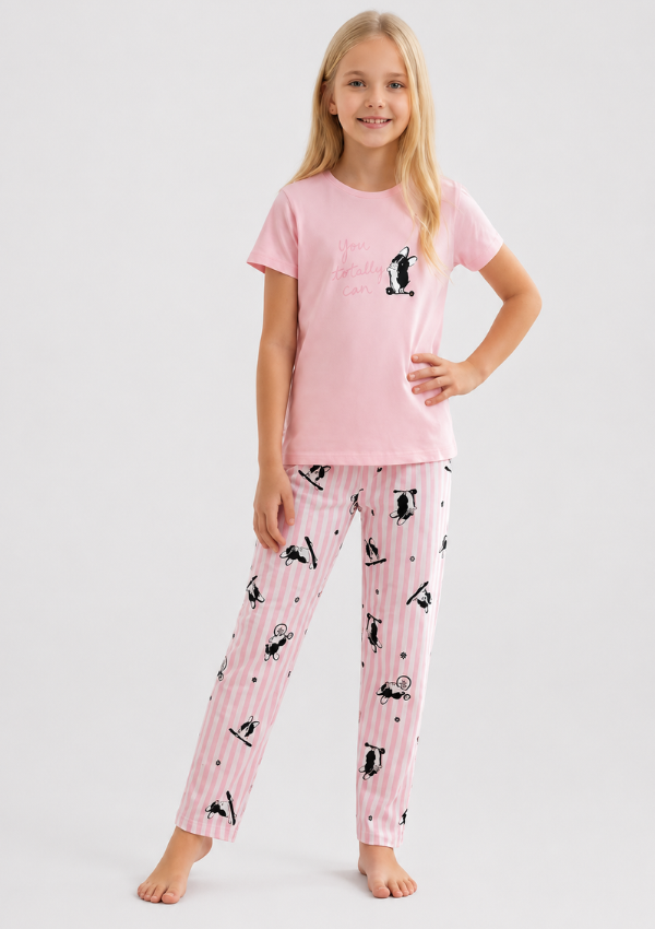 Piżama dziewczęca Bunny Dream, Różowy, r. 128-152