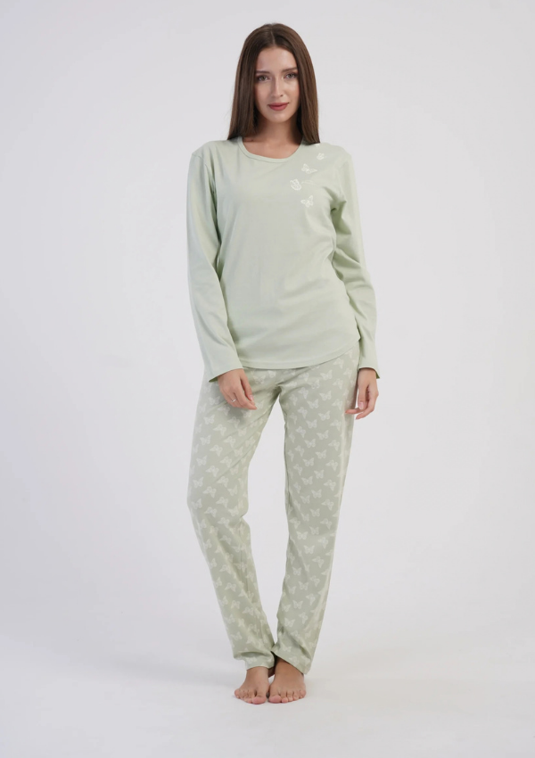 Piżama Damska Vienetta, Mint Butterfly, Zielony, r. M-XXL