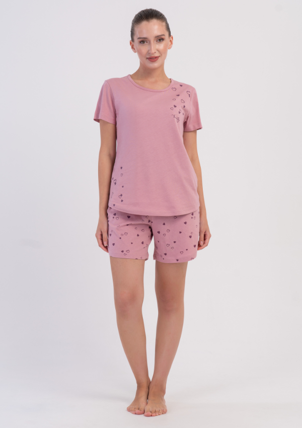 Piżama Damska Vienetta Rose Heart, Różowa, S-XL