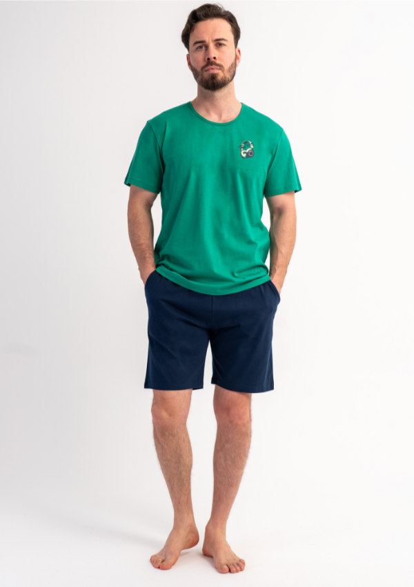 Piżama Męska Vienetta Green Ease, Zielony, r. S-XL