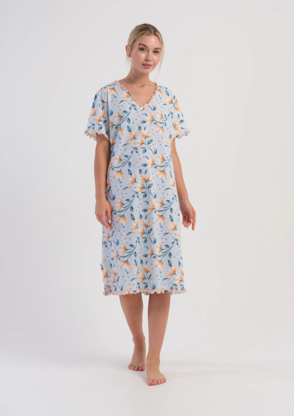 Koszula Nocna Vienetta Floral Dream, Niebieski, r. M-XXL