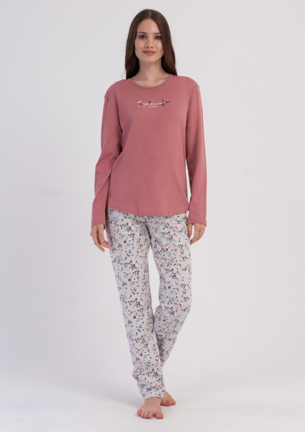 Piżama Damska Vienetta Pink Pattern, Różowy, r. M-XXL