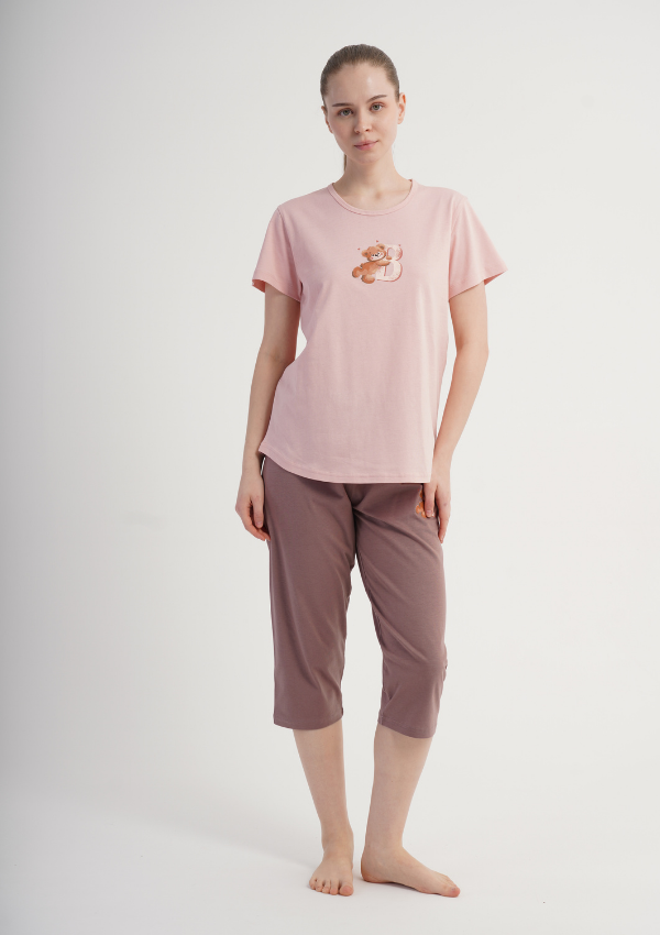 Piżama Damska Vienetta Bear Blush, Różowy, r. M-XXL