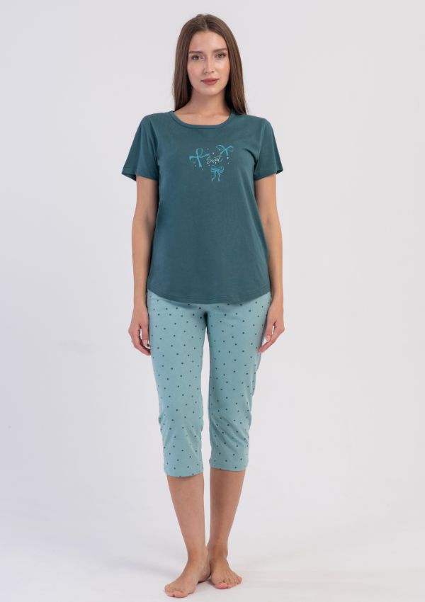 Piżama Damska Vienetta Deep Teal, Turkusowy, r. M-XXL