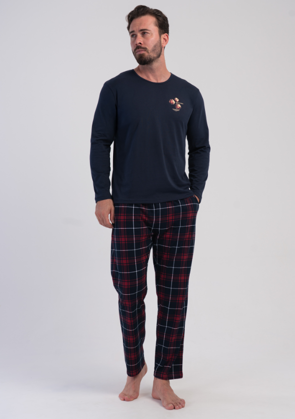 Piżama Męska Vienetta Navy Heritage, Granatowy, r. M-XXL