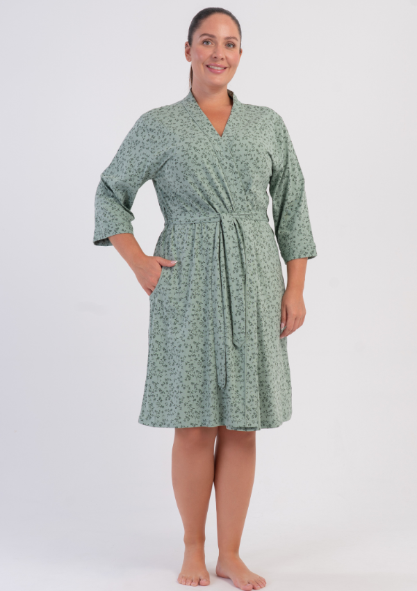 Szlafrok damski Vienetta Sage Bloom, Zielony, r. 1XL - 4XL