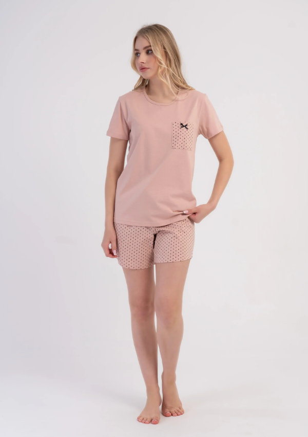Piżama Damska Vienetta Pink Polka, Różowy, S -XL