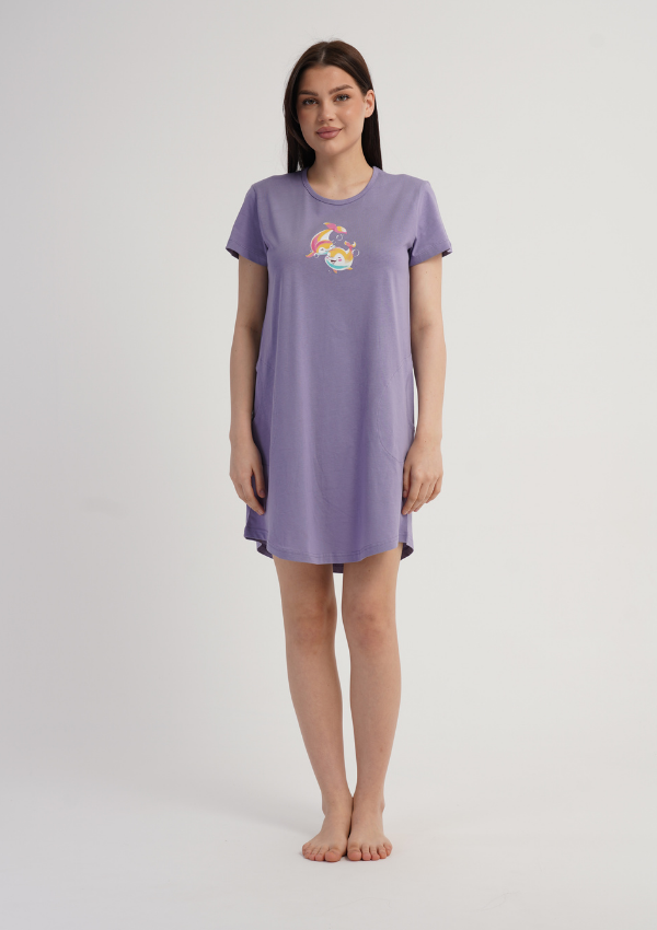 Koszula Nocna Vienetta Lavender Dream, Lawendowy, r. M-XXL