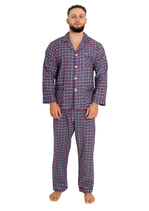 Piżama Męska Classic Check, Granatowy, r. M- 5XL