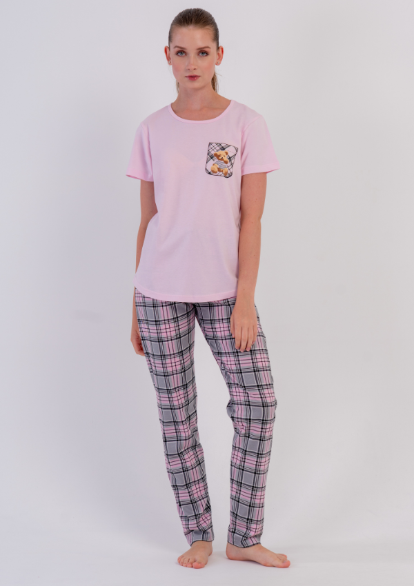 Piżama Damska Vienetta Blush Teddy, Różowy, r. M-XXL