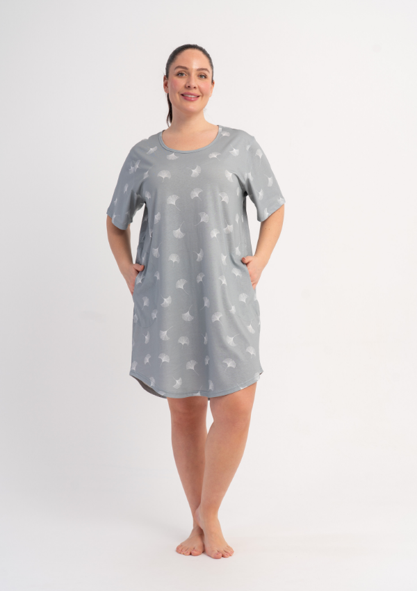 Koszula Nocna Damska Leaf Dream, Szary, r. 1XL - 4XL