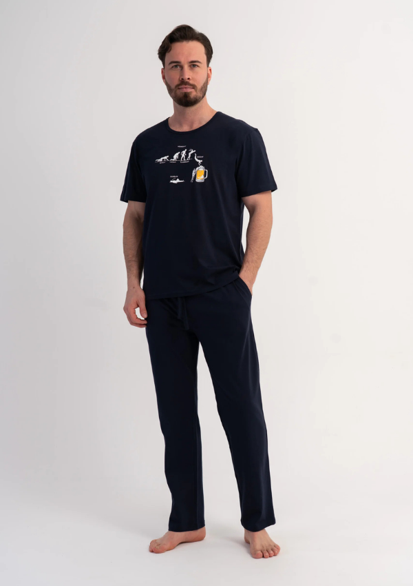 Piżama Męska Vienetta Navy Comfort, Granatowy, r. M-XXL