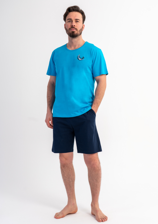 Piżama Męska Vienetta Ocean Ease, Niebieski, r. S-XL