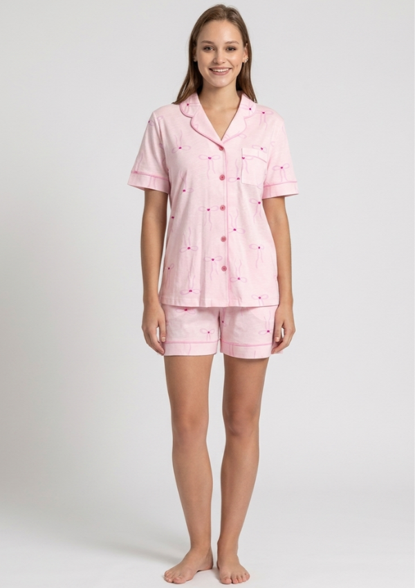 Piżama Damska Pink Ribbon, Różowy, M-XL