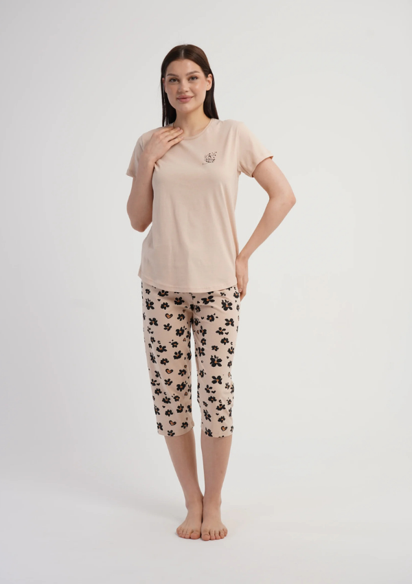Piżama Damska Vienetta Floral Harmony, Beżowy, r. L-XXL