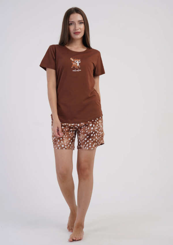 Piżama Damska Vienetta Cocoa Fawn, Brązowy, S-XL