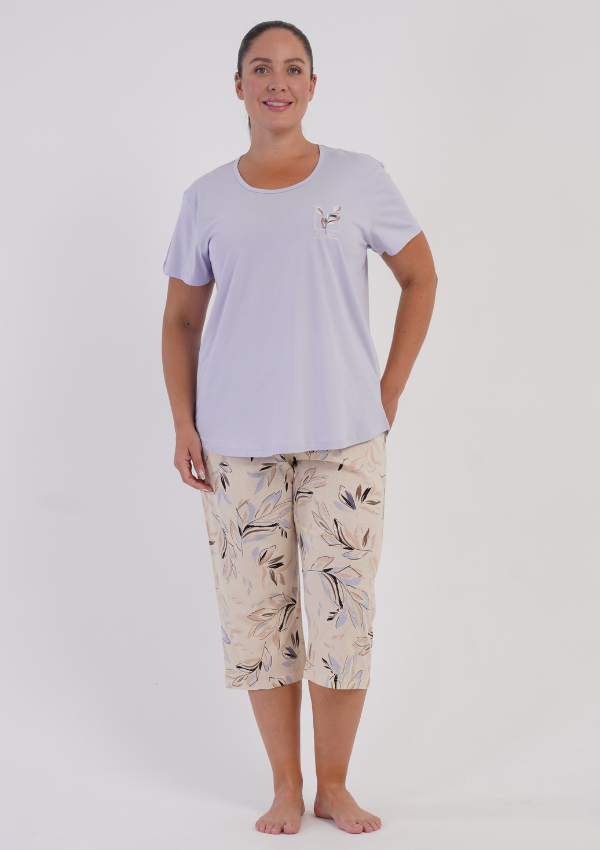 Piżama Damska Vienetta Sand Botanical, Fioletowy, r. 1XL-4XL