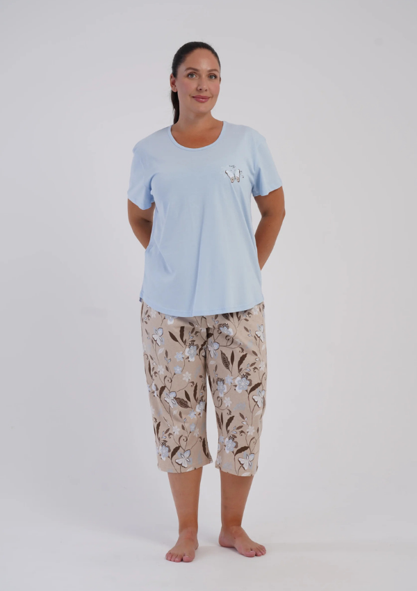 Piżama Damska Vienetta Blue Butterfly, Niebieski, r. 1XL-4XL