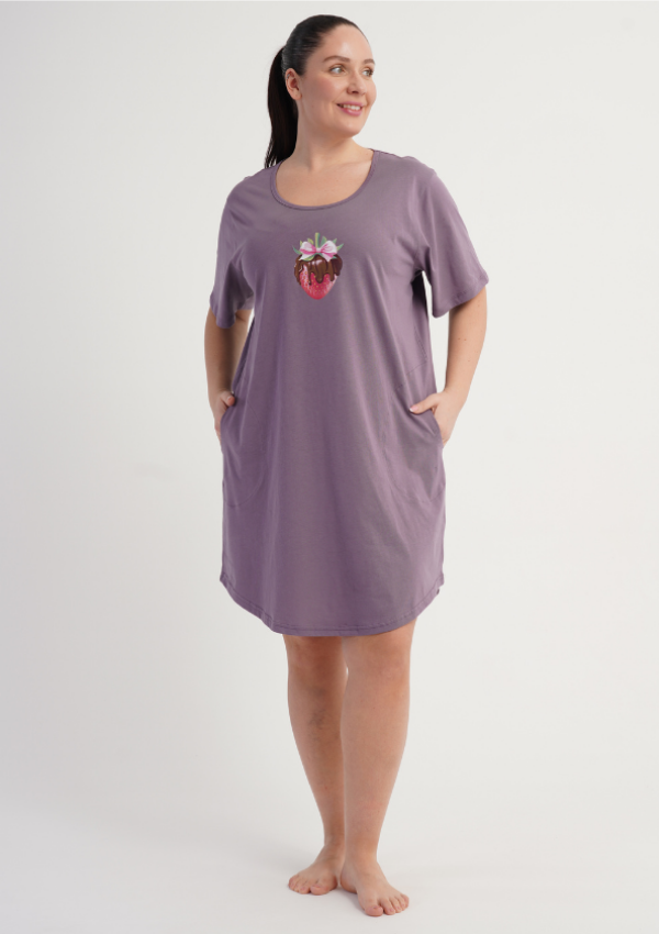 Koszula Nocna Damska Sweet Berry, Liliowy, r. 1XL - 4XL