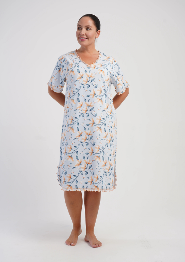 Koszula Nocna Vienetta Floral Comfort, Biały, r. 1XL - 4XL