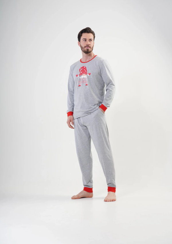 Piżama Męska Vienetta Festive Dude, Szary, r. S-XL