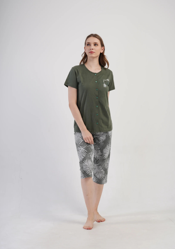 Piżama Damska Vienetta Olive Leaves, Zielony, r. L-XXL