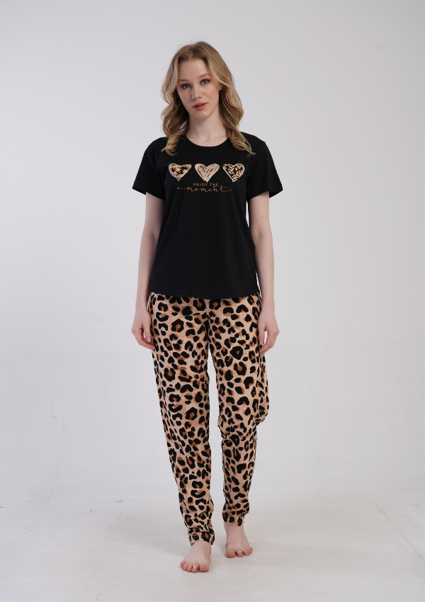 Piżama Damska Vienetta Wild Moment, Czarny, r. 1XL-4XL