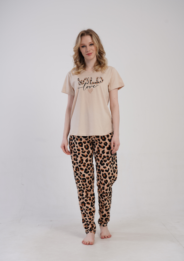 Piżama Damska Wild Love, Beżowy, r. 5XL-7XL