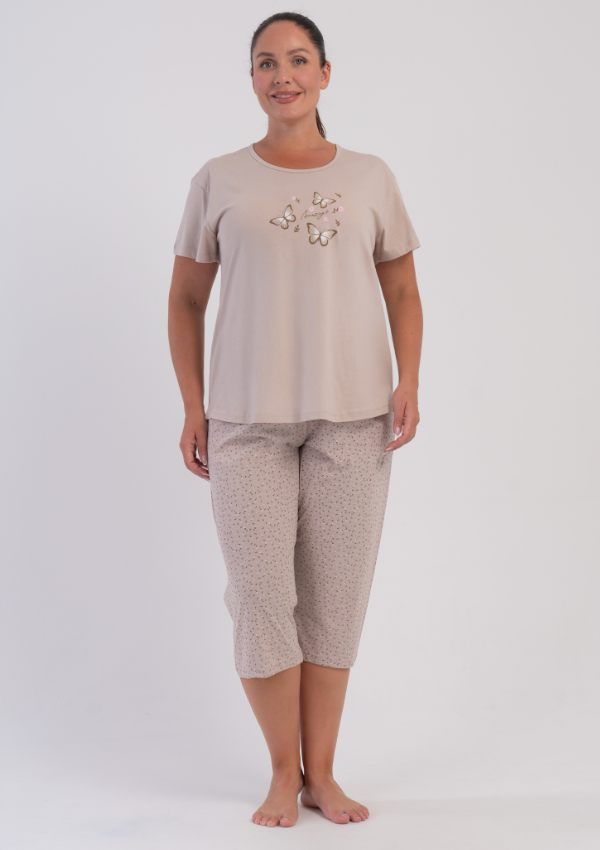Piżama Damska Vienetta Blush Comfort, Beżowy, r. 1XL-4XL