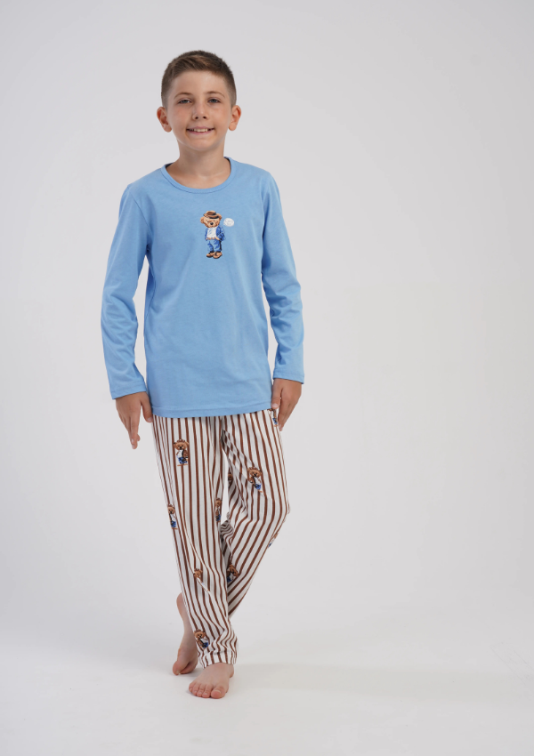 Piżama chłopięca Vienetta Funny Bear, Niebieska, r. 128-158