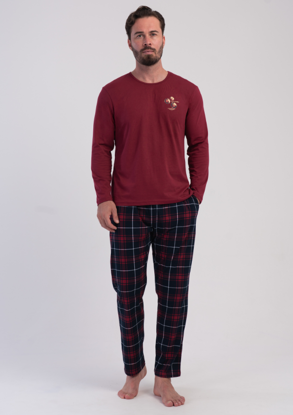Piżama Męska Vienetta Navy Heritage, Bordowy, r. M-XXL