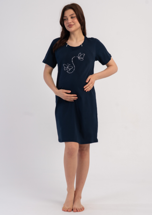 Koszula do Karmienia Vienetta Night Maternity, Granatowy, r. M-XXL