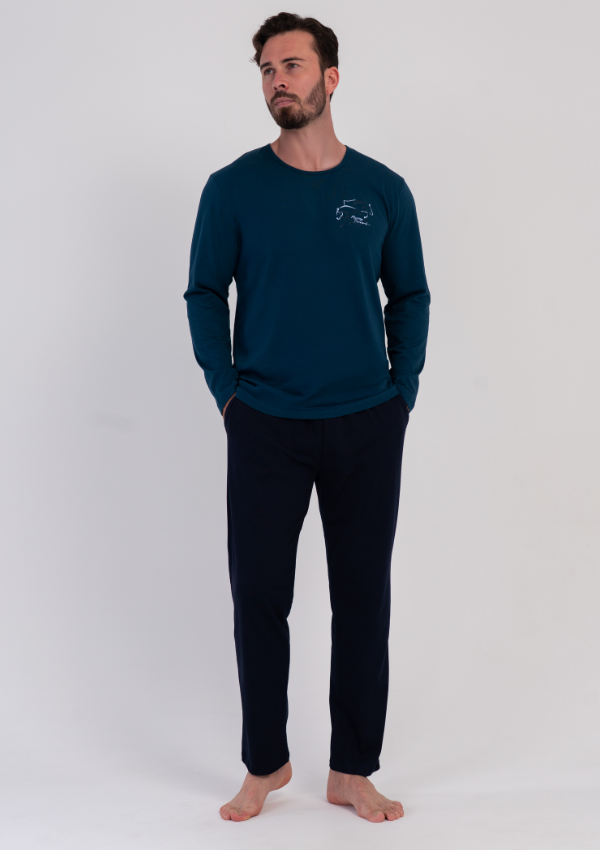 Piżama Męska Vienetta Deep Teal, Granatowy, r. 5XL-7XL