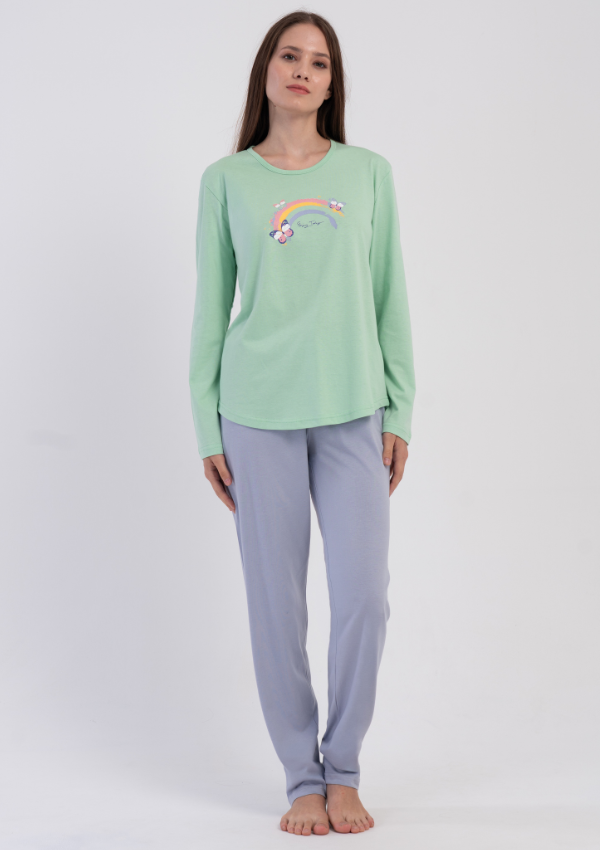 Piżama Damska Vienetta Mint Rainbow, Zielony, r. S-XL
