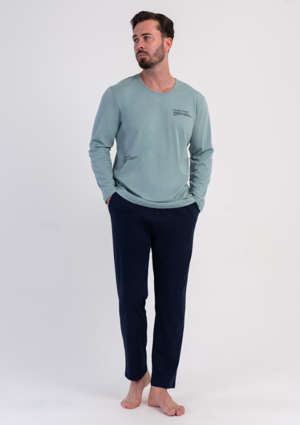 Piżama Męska Vienetta Navy Modern, Turkusowy, r. M-XXL