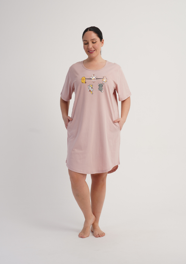 Koszula Nocna Damska Pink Friends, Różowy, r. 1XL - 4XL