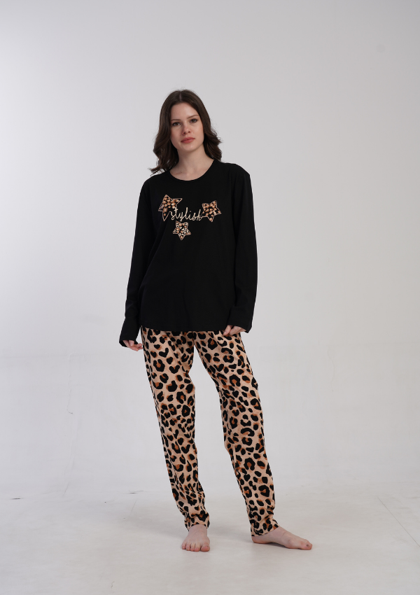 Piżama Damska Vienetta Wild Stellar, Czarny, r. 1XL-4XL