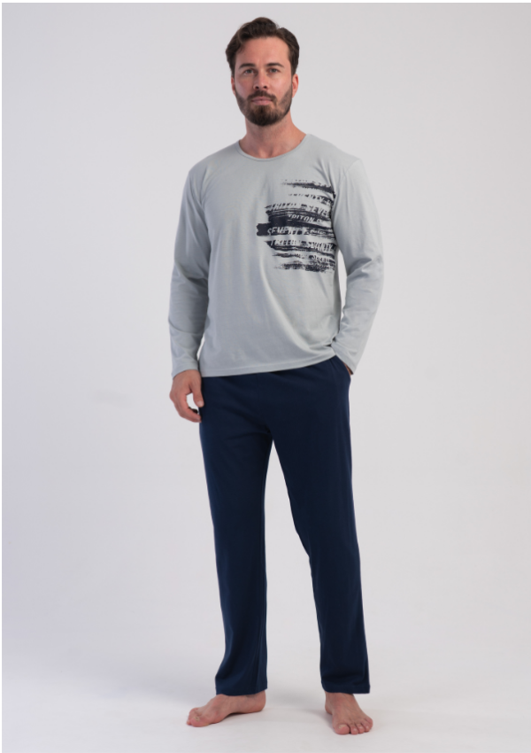 Piżama Męska Vienetta Navy Urban, Szary r. M-XXL