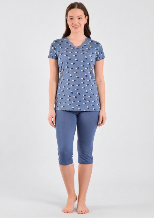 Piżama damska Blue Hearts, Niebieski, r. M - 3XL